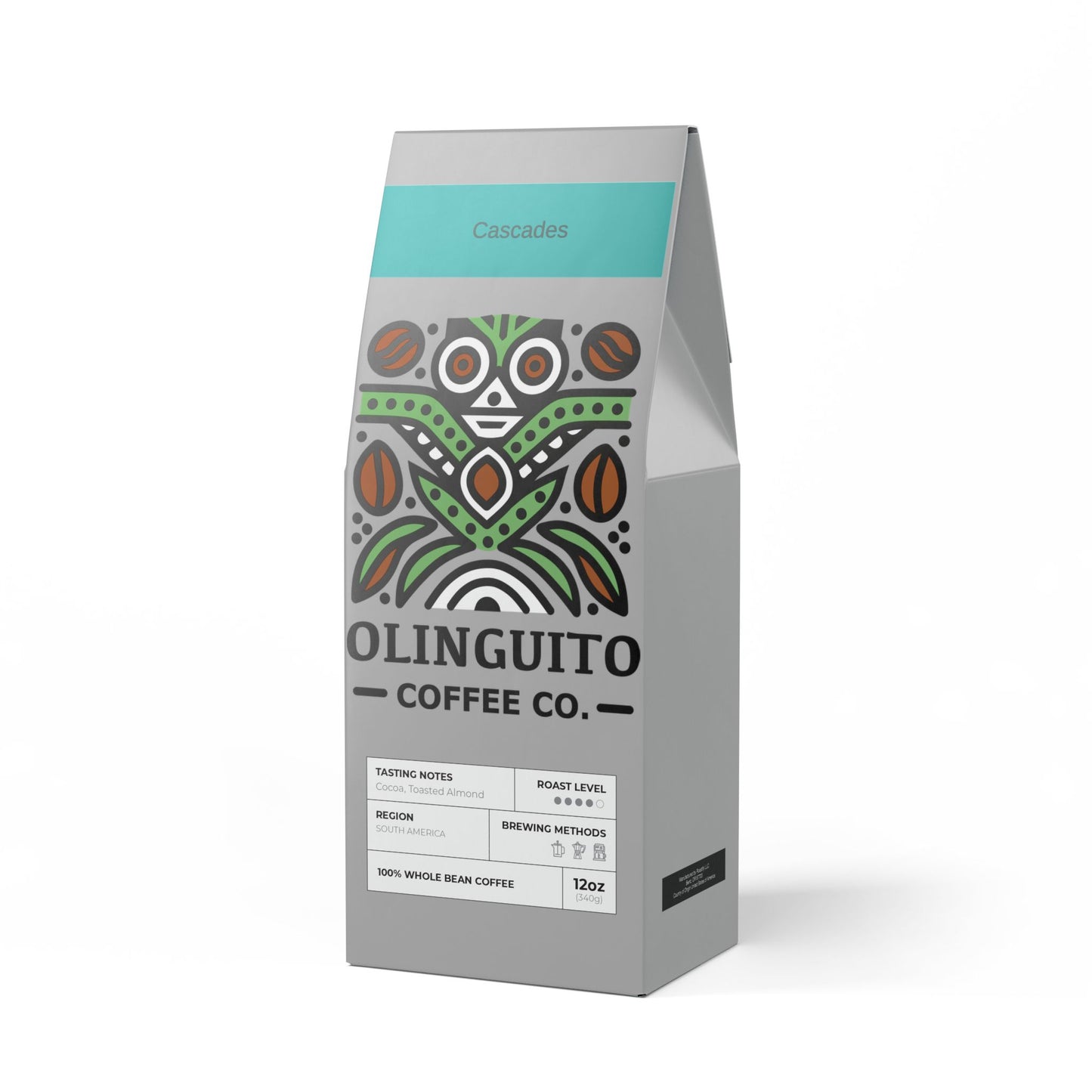 Olinguito  Coffee - Cascades Blend (Medium-Dark Roast), 12 oz