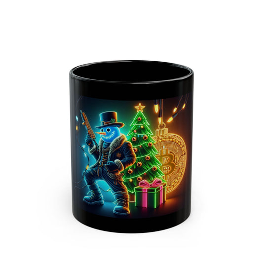 Festive Crypto Snowman Mug | Christmas Mug with Bitcoin Design, 11oz