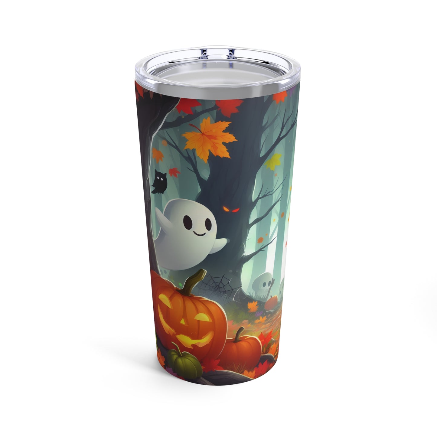 Cute Ghost & Pumpkin & Black Cat Halloween Tumbler – 20oz