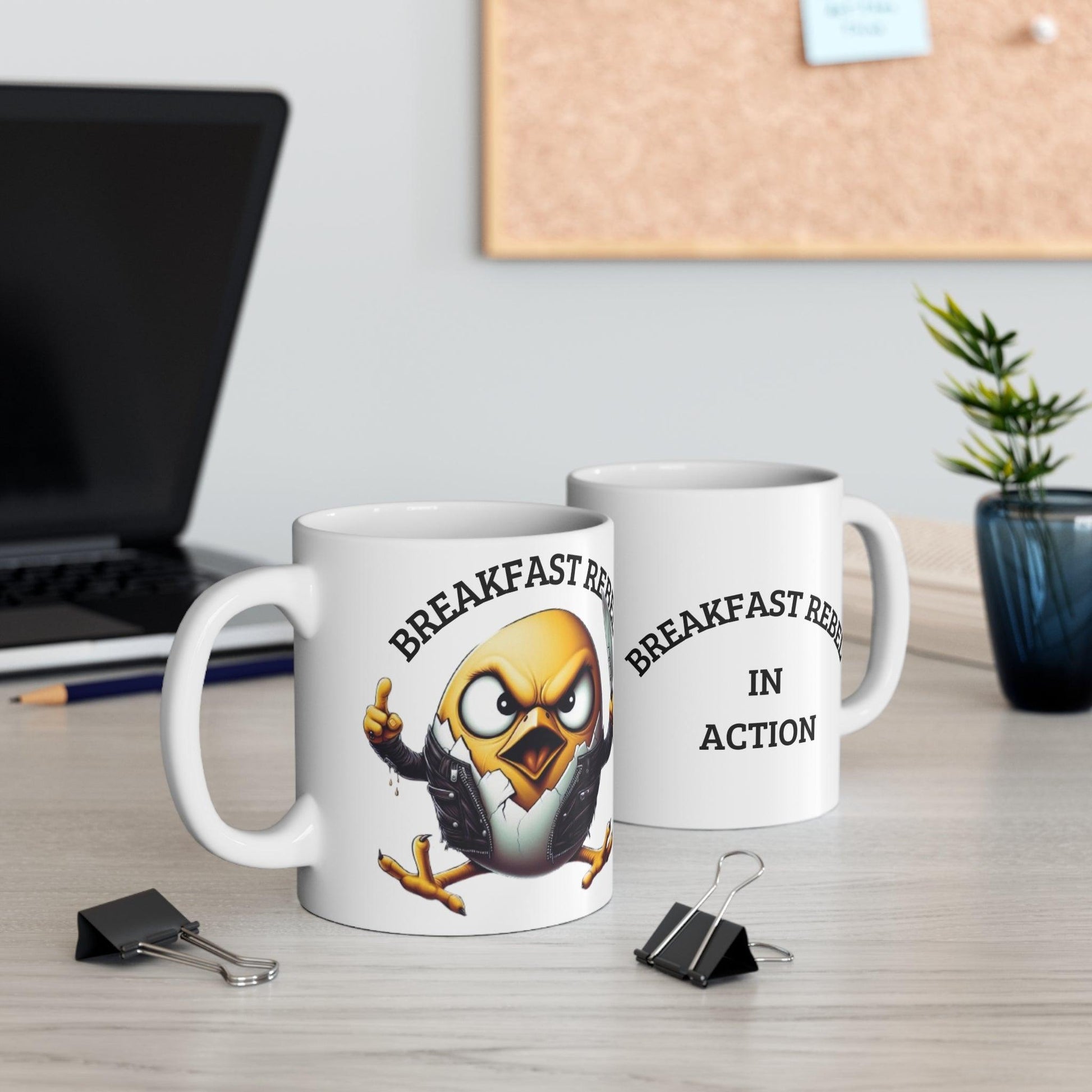 Breakfast Rebel Mug – Quirky and Fun Coffee Mug for Rebels – 11oz - Dark Blue