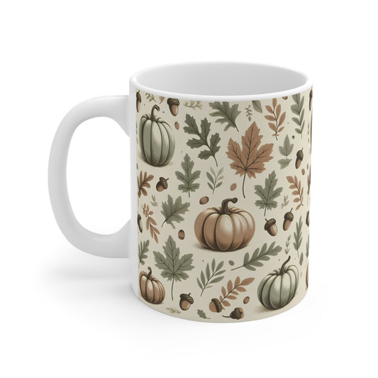 Autumn Harvest Mug – Cozy Fall Pumpkin and Leaf Design – 11oz