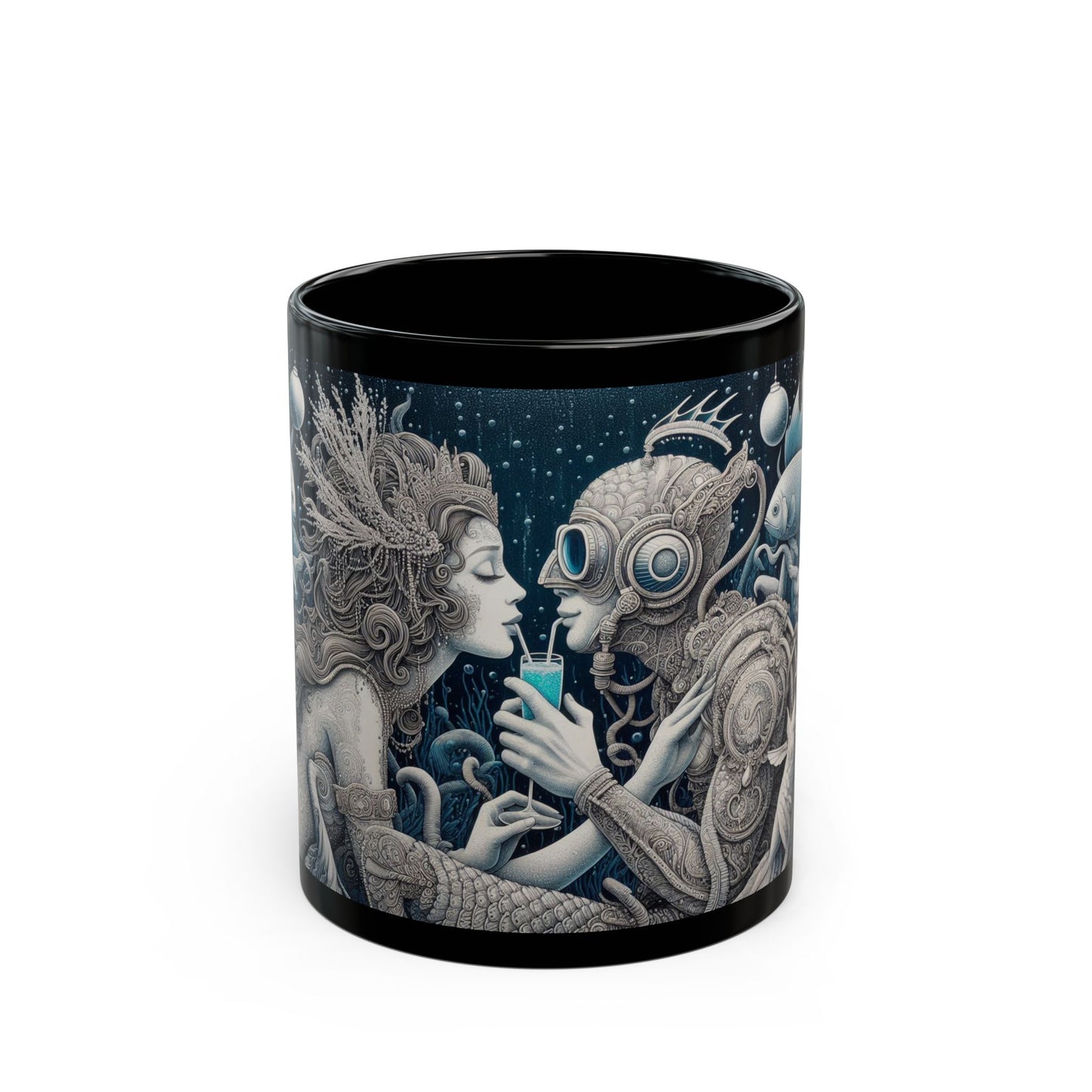 Underwater Love Story Mug - A Mesmerizing Design of Romance Beneath the Waves, 11oz