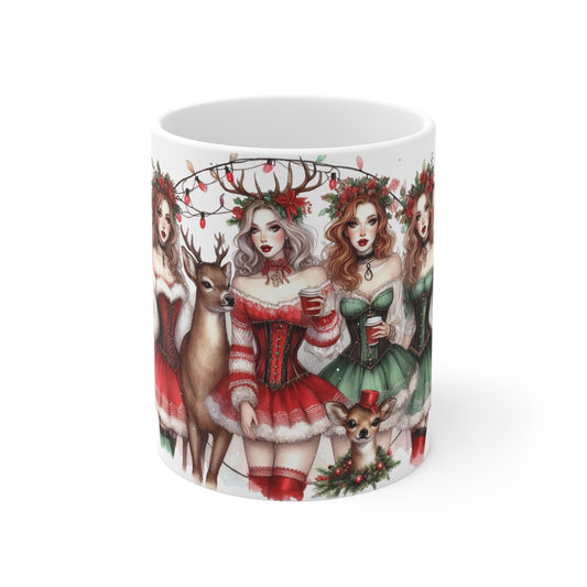 Elegant Holiday Women Mug | Stylish Christmas Coffee Mug, 11oz