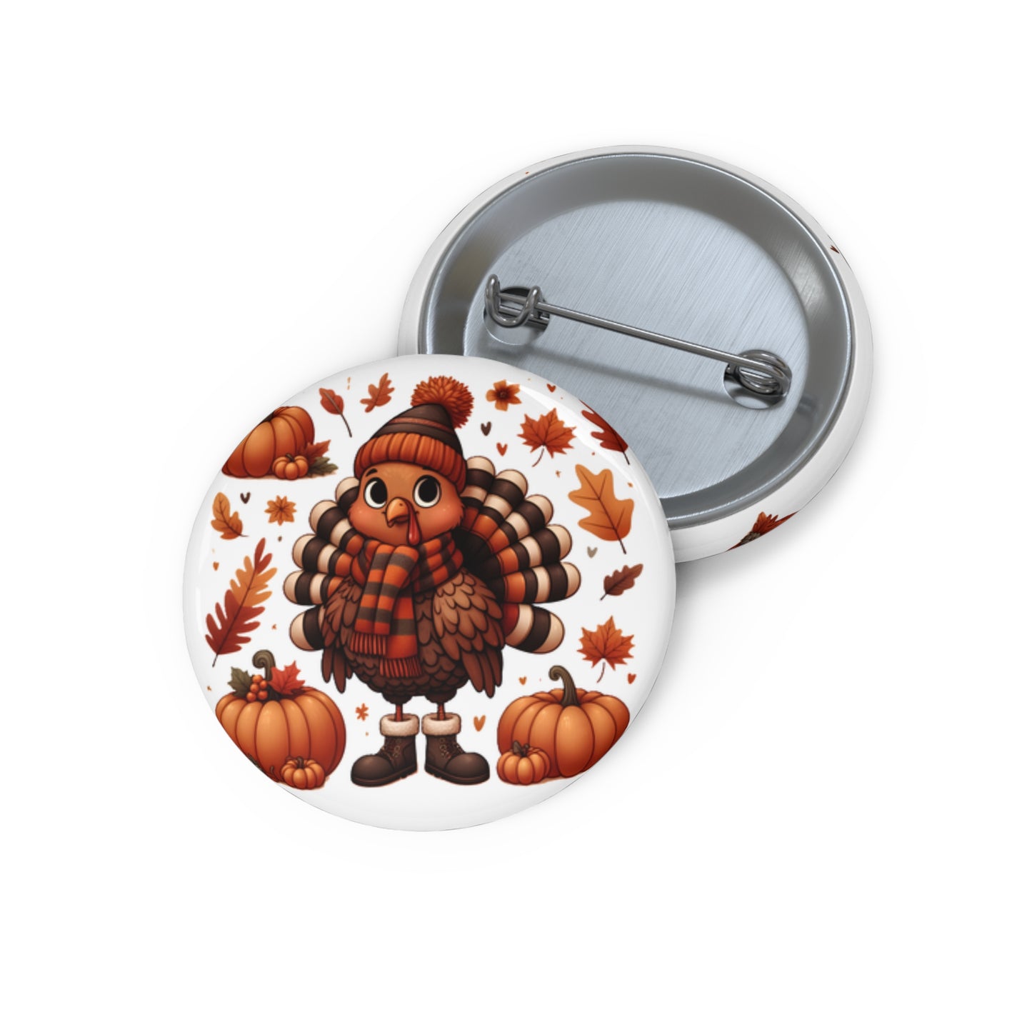 Whimsical Turkey Pin Button – Festive Fall and Thanksgiving Accessory