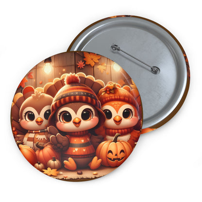 Cute Thanksgiving Turkey Family Pin Button – Festive Fall Accessory