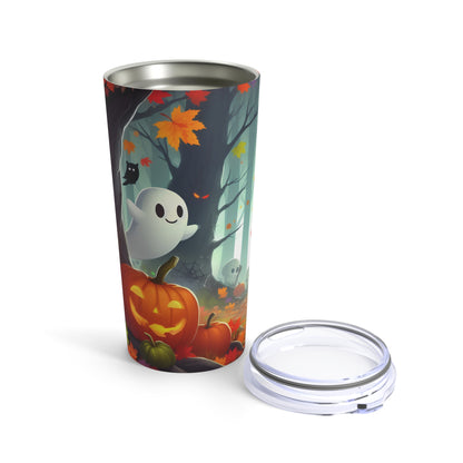 Cute Ghost & Pumpkin & Black Cat Halloween Tumbler – 20oz