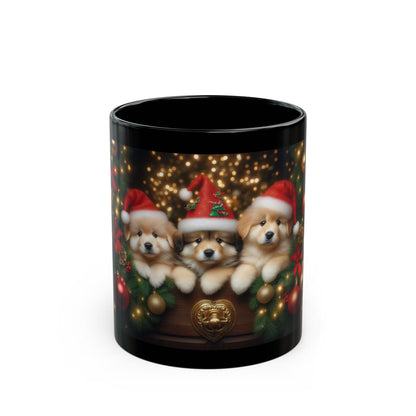 Adorable Christmas Puppies Mug | Festive Holiday Coffee Mug, 11oz