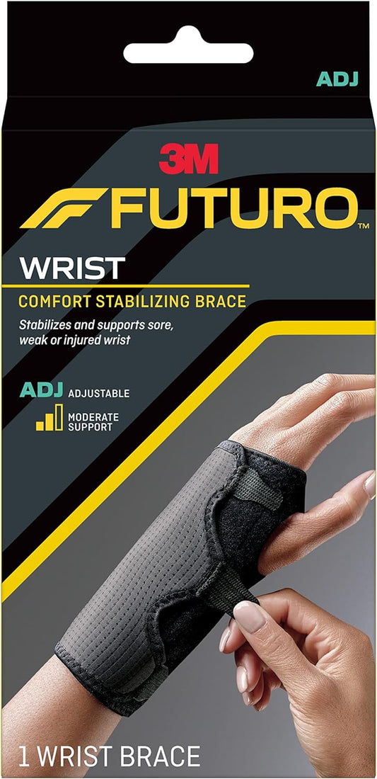 FUTURO Comfort Stabilizing Wrist Brace, Helps Support Sprains, Strains, and Symptoms of Carpal Tunnel Syndrome, One Size