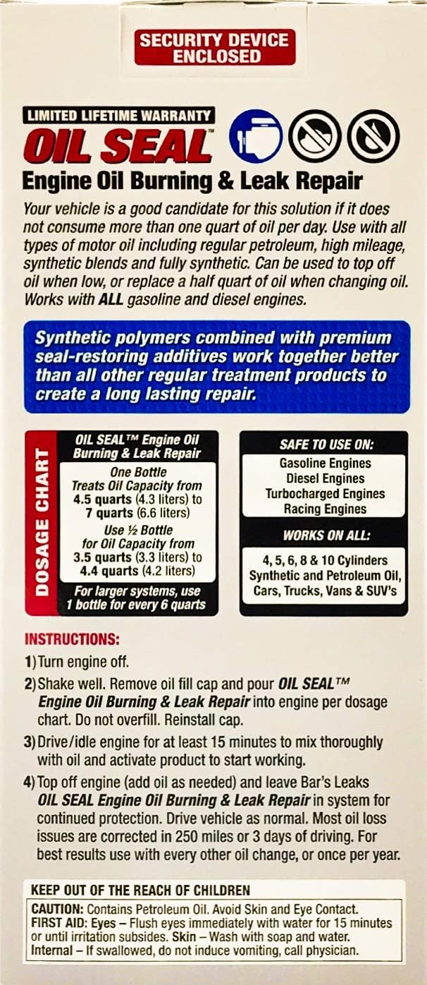 Bar's Leaks OS-1 Seal Engine Oil Burning/Leak Repair - 16.9 oz.