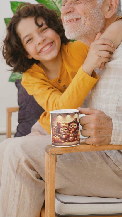 Thanksgiving Family Mug – Cute Turkey Family with Cozy Autumn Accents – 11oz